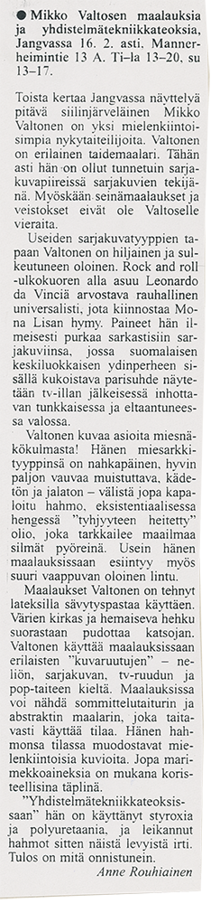 Helsingin Sanomien artikkeli 1.2.1997
